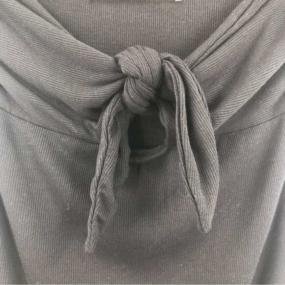 Stillwater S strapless front tie Bodysuit black 0822 ribbed soft bow stretch - Picture 8 of 10